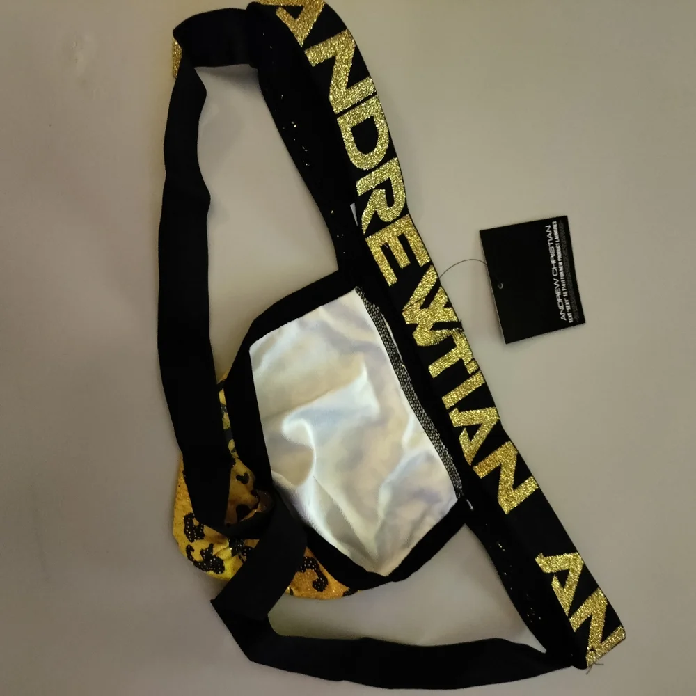 Andrew Christian Glam Leopard Jock gold S L NWT - Picture 2 of 7